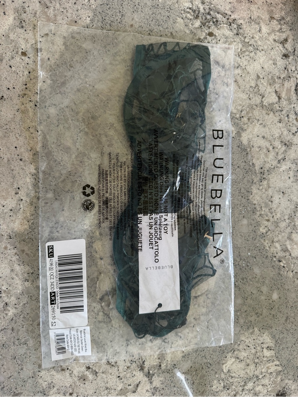NWT Bluebella Green Lace Laurel Wired Bra 34DD
